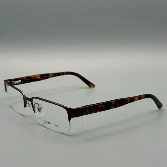Versace VE1184 Eyeglasses Frames Brushed Brown Half Rim 53 18 140 - Picture 2 of 13